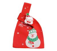 Christmas Knit Wrist Bag, Christmas Eve Apple Bags Reusable Gift Bags, Knitted Treat Goody Candy Gift Wrappers for Xmas Favors Party and Festival (E)
