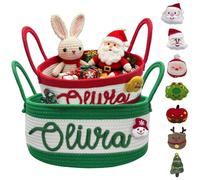 Christmas Knits Baskets with Name Custom Baby Shower Basket for Newborn Cotton Rope Diaper Caddy Toy Stortage Boxes