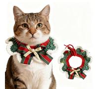 Christmas Knitted Collar for Cats - Handmade Crochet Pet Neckwear, Cute Button Decorative Scarf Bib for Cats & Small Dogs (Style 2,Large size)