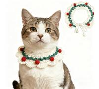 Christmas Knitted Collar for Cats - Handmade Crochet Pet Neckwear, Cute Button Decorative Scarf Bib for Cats & Small Dogs (Style 4,Large size)