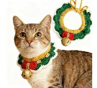 Christmas Knitted Collar for Cats - Handmade Crochet Pet Neckwear, Cute Button Decorative Scarf Bib for Cats & Small Dogs (Style 3,Large size)
