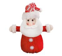 Christmas Knitted Gift Bags, Reusable Drawstring Pouches with Santa and Snowman Designs, Holiday Party Favour Stockings, 7-7.5 x 3.5 x 24.5-25 cm, Cloth Material