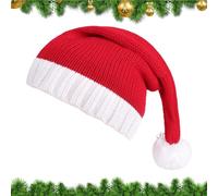 Christmas Knitted Hat - Santa Knitted Red Hat with Pom-pom | Holiday Beanie,for Holiday Festival Party Gathering Family Winter Celebration Indoor Outdoor