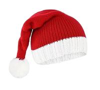 Christmas Knitted Santa Hat for Adult, Stocking Crochet Beanie Cap for Winter Warmer Xmas Party Headwear