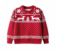 Christmas Knitwear Kids,Pullover Jumper Tops Winter Sweater Long Sleeve Reindeer Snowman Cartoon Print Pullover Kids Unisex Baby Fall Pullovers Top Santa Costume (A#Red,4-5 Years)
