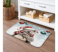 Christmas Koala Quick Dry Bath Mat, Cute Holiday Animals Absorbent Non Slip Shower Mat, Winter Flannel Washable Bath Rugs for Bathroom Toilet Restroom Decorative 16x24 Inch