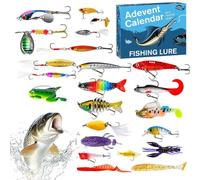 Christmas Kountdown Calendar,Christmas Fishing Advent Calendar With Lures - Small Lures For River Lakes Outdoors Coastal Reef Saltwater Freshwater Fisherman Beginner