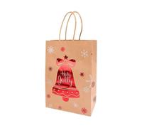 Christmas Kraft Paper Gift Bags Santa Claus Candy Cookie Treat Box Packaging Bag 2024 Xmas Party Home Decor Supplies(Bell,10PCS_21X15X8CM)