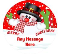 Christmas label for Celebrations Chocolate Tub Snowman Personalised with any message Christmas idea