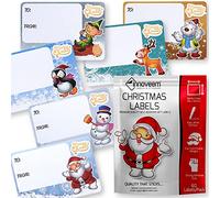 Christmas Labels Stickers - 60 Christmas Sticky Labels 65 x 45mm, Self Adhesive Premium Quality Xmas Tags Stickers for Presents, Easy Write Surface Xmas Gift Tags by Innoveem