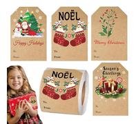 Christmas Labels Stickers, Festive Decorative Adhesive Stickers, Colourful Holiday Decorative Labels - For Home Crafts Celebrations Family Seasonal Gift Packaging Party School