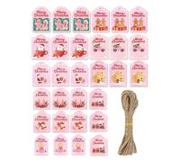 Christmas Labels with Lanyards - 30 Pieces Cardboard Ornaments, Wooden Tags with Rope and Holes | Create Birthday Halloween Party Favors for Family Party Thanksgiving Celebration Letter