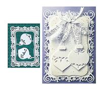 Christmas Lace Frame Metal Die Cuts,Snowflakes Balls Edge Hole Rectangular Frame Cutting Dies Cut Stencils for DIY Scrapbooking Album Decorative Embossing Paper Dies Card Making