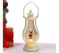 Christmas Lantern - 7.28 Inch Lantern | PP ABS PET Light - Santa Claus Elk Design with Yellow Flashing Lights, Decorative Holiday Table Cabinet Ornament for Festive Home Decoration