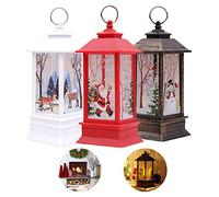 Christmas Lantern Christmas Outdoor Lights 3 PCS Small Christmas Decorations Lights Xmas Candle with LED Tea Light Elk Snowman Santa Claus Light for Christmas Party Decor