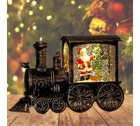 Christmas Lantern Snow Globe, Christmas Decoration Vintage Lighted Train Christmas Water Glittering Snowing Globe Night Light Santa Claus Christmas Train for Xmas Ornaments Gift