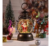 Christmas Lantern Snow Globe with Music, Christmas Decoration Vintage Lighted Christmas Water Glittering Snowing Globe, Santa Claus Musical Snowglobe Christmas Ornaments Xmas Gift