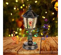 Christmas Lantern Snow Globe with Music, Christmas Decoration Vintage Lighted Christmas Water Glittering Snowing Globe Night Light Santa Claus Musical Snowglobe Christmas Ornaments Xmas Gift