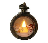 Christmas lantern with flameless candle light creating cozy vintage atmosphere for seasonal decorative use indoors or outdoors (Snowman bronze color)