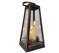 Christmas Lantern with LED Flameless Candle Holder, Decorative Holiday Lantern with Candle and Holder, Two Styles Available (3 Candle)