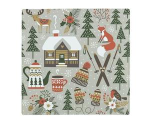 Christmas Large Square Glass Worktop Protector - Festive Seasonal Homewares Gift/Present for Xmas - Smooth Kitchen Chopping/Cutting Board Worktop Saver with Non-Slip Feet 30cm x 30cm (12" x 12")