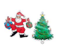 Christmas Large Window Plaques - 2 Pack, Santa & Christmas Tree Designs with Suction Cups, Double-Sided Window Decorations, 30cm x 25cm