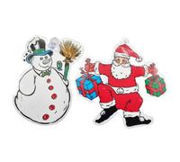 Christmas Large Window Plaques - 2 Pack, Santa & Snowman, Suction Cup Attachments for Glass Windows & Doors (30cm x 25cm)