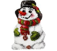 Christmas Latch Hook Kits, Snowman Latch Hook Kits Rug with Pattern Printed Crochet Needlework Crafts for Kids/Adults, 20.4X15inch/52X38Cm