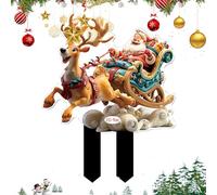 Christmas Lawn Stakes - Acrylic Yard Signs, Outdoor Holiday Decorations | 2D Flat Acrylic Party Supplies With Fade Resistance, Hand-Painted Design For Garden, Pathway, Patio, Porch, Backyard, Flowers