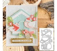 Christmas Layer Birds Owls Snowflake Greeting Card Metal Die Cuts,Pine Leaf Flower Leaf Cutting Dies Cut Stencils DIY Scrapbooking Decorative Embossing Paper Scrapbooking Card Making