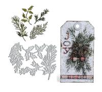 Christmas Leaf Branch Metal Die Cuts Cutting Dies, Christmas Leaf Branch Paper Cards Cutting Dies Cut Stencils for DIY Embossing Card Making Book Tags Decorative Paper Dies Scrapbooking