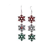 Christmas Leather Earrings Shiny Double Layer Holiday Earrings Christmas Tree Deer Gift Snowflakes Earrings Glitter Leather Holiday Jewelry Gift, Wood, No Gemstone