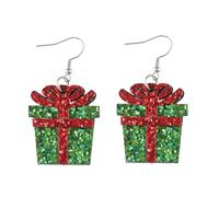 Christmas Leather Earrings Shiny Double Layer Holiday Earrings Christmas Tree Deer Gift Snowflakes Earrings Glitter Leather Holiday Jewelry Gift, Leather, No Gemstone