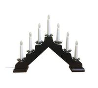 Christmas LED 7 Bulb Wooden Black Candle Bridge Warm White Main Volt