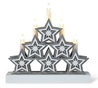 Xmas Haus Natural Festive Wood Led Light Up Christmas Candle Arch With Stars Battery Operated