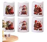 Christmas Led Candles - 1.77x1.46 Inch 6pcs, Real Wax Battery Candle Pillars, Key Remote Control, with 24 Hour Timer Function | Safe for Families with Pets, Children, Or The Elderly.