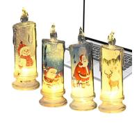 Christmas LED Candles - 4pieces Flameless Decorative Light, Safe LED Candle Christmas Ambiance Effortless Button Control |Printed Acrylic Atmosphere Lights for Fireplace Bedroom, Holiday