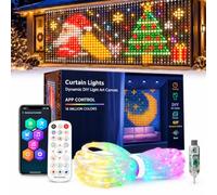Christmas LED Curtain Lights, 400 RGB Smart Bluetooth App Remote Control | USB Animated DIY Pixel Light, Music Sync 6 Modes Timer Memory, Indoor Outdoor Holiday Window Decor
