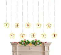 Christmas LED Decoration Light - Five-Pointed Star Curtain Light String Lights for Trees, Window Mood Light, Ring Shaped Light | USB Remote Control, Interior Window Decoration, Convenient for the