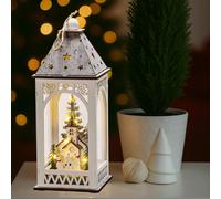 Christmas LED Lantern Decoration Light Up Xmas Village Church Scene Wooden
