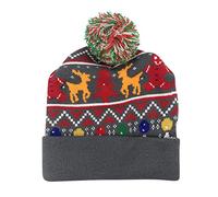 Christmas LED Light Up Hat Xmas Beanie Knitted Hat Unisex Novelty Ugly Knit Bright and Colorful Winter Snow Warm Funny Santa Hat Holiday Glowing Accessories for Women Men (1-White, M)
