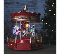 Christmas LED Musical Carousel Decoration Animated Rotating Fairground Ornament Marco Paul Multi One Size
