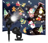 Christmas LED Projector Lights New Year Birthday Outdoor Indoor Rotatable Projector Lamp with 16 Themes Snowflake IP65 Waterproof Landscape Decorative Lighting Party Xmas Halloween