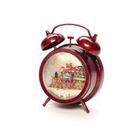 Konstsmide Christmas LED Snow Globe Lantern Alarm Clock with Train Scene, Water Filled/Indoor (IP20)/Optional Eight Song Music/Battery Operated: 3XAA (Excl.)/Christmas Lantern 1 LED, Red