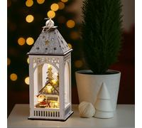 Konstsmide Christmas Lights/LED Winter Christmas Village Wooden Lantern/Indoor Use (IP20)/Battery Operation 2xAA (Excl.)/Warm White Diodes/Transparent Cable