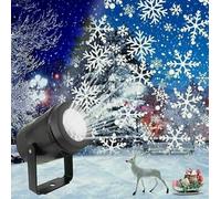Christmas LED Snowflake Projector Indoor Outdoor Moving Laser Light, Rotating White Snowfall Effect, 4W Party Decor Lamp with UK Plug, IP44 Rated Xmas