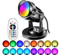 Christmas LED Spot Lights Indoor,6W RGBW LED Spotlight with Remote Control, Color Changing Uplighting, 220V Plug-in 6 FT Cord with Floor Foot Switch and Base Included Indoor Lighting for Artwork