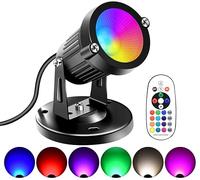 Christmas LED Spot Lights Indoor,RGBW Color Changing Up Lights Indoor Remote Control Plant Spotlight Decorative Lights Plug 6 FT Cord with Floor Foot Switch (1 Pack with Base and Stake)