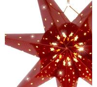 Christmas LED Star Paper Glowing Hanging Decorative Ornament 60 CM - Available in Silver, White, and Red (RED)