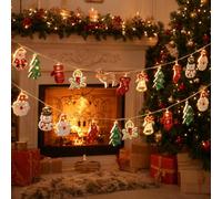 Christmas LED String Lights Santa Snowman Tree Bell Reindeer Fairy String Lights Battery Operated 3 Meters 20 LED Xmas Hanging Decor Lighted for Indoor Outdoor Bedroom Nursery Christmas Party Deco